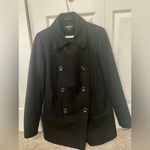 DKNY black double breasted short coat. Size 6
